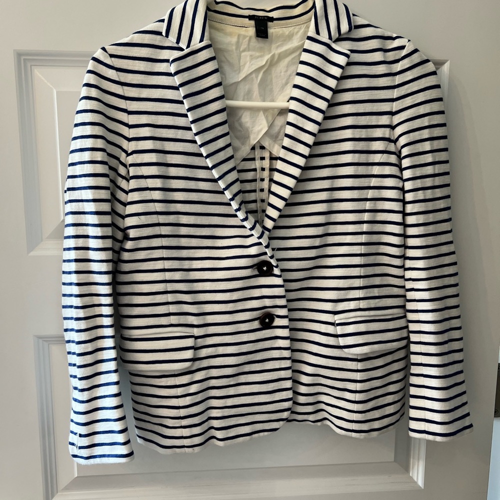 J. Crew Navy and White Striped Blazer